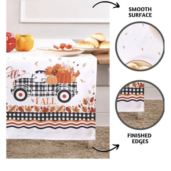 Folkulture Farmhouse Table Runner Pumpkin Truck 14x108 NEW - Picture 3 of 12